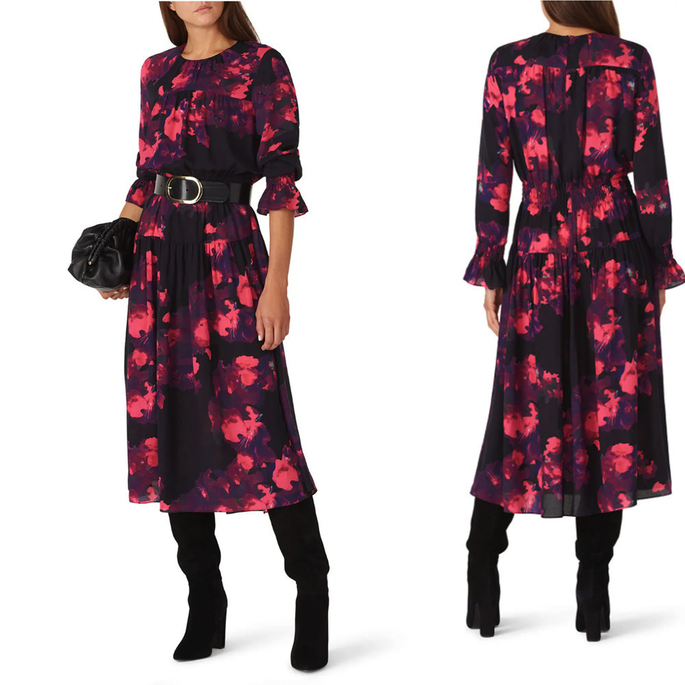Victor Alfaro x RTR Black Floral Peasant Dress - Size XL